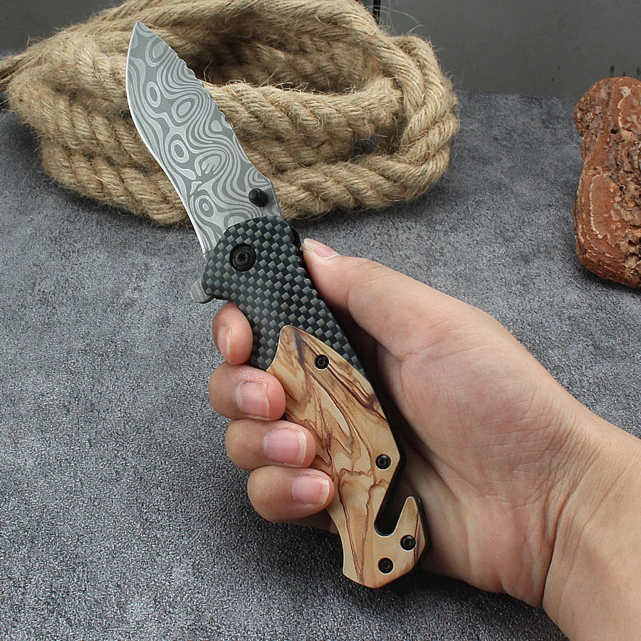 Wood Grain Folding Pocket Knife