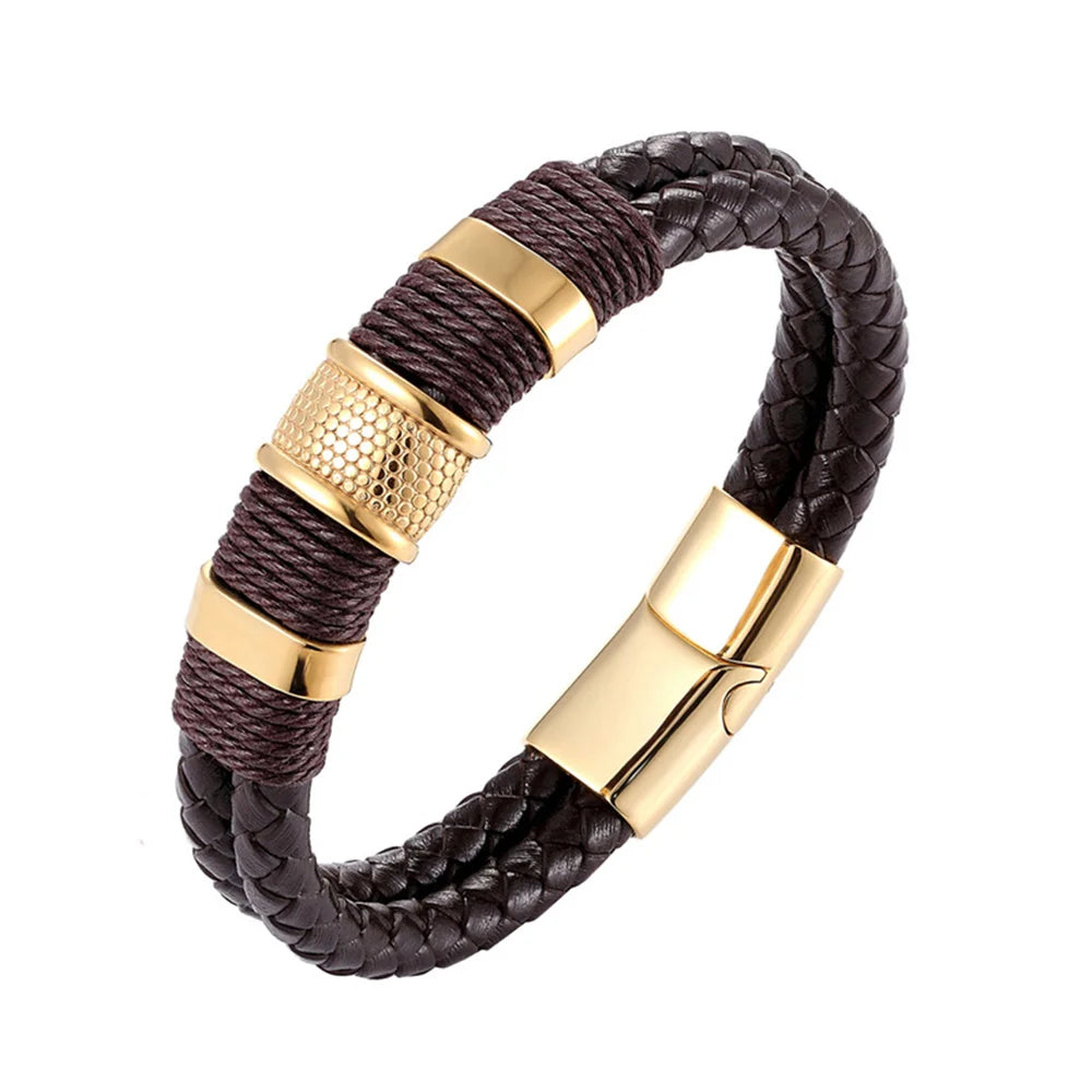 Luxury Leather Bracelet with Gold/Silver Accents