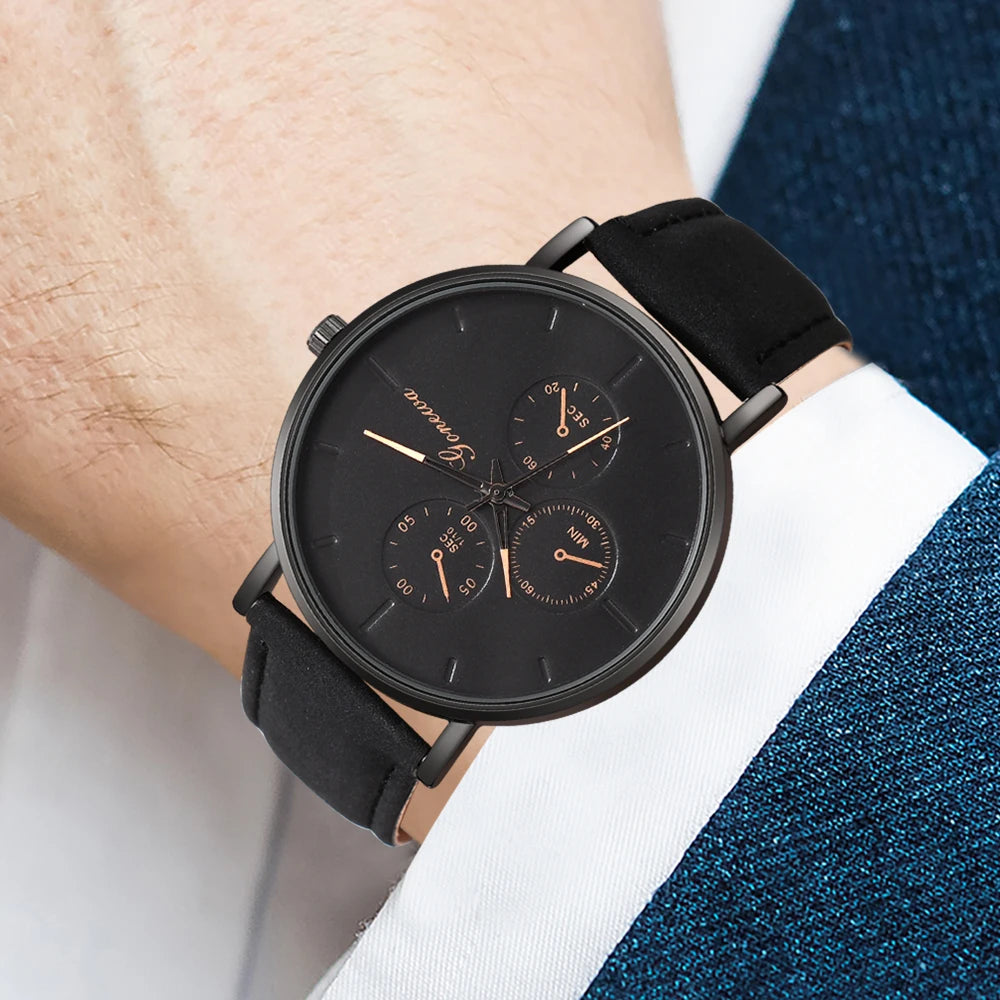 Black Chronograph Watch with Rose Gold Accents & Bracelet Set