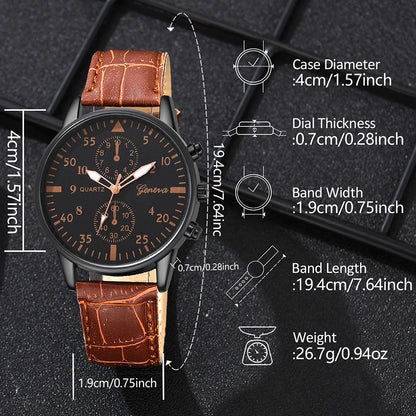 Brown Men's Watch 3pcs/Set