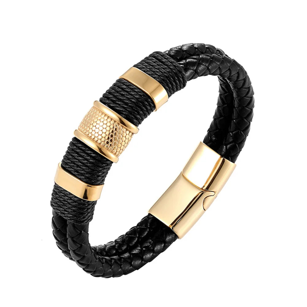 Luxury Leather Bracelet with Gold/Silver Accents