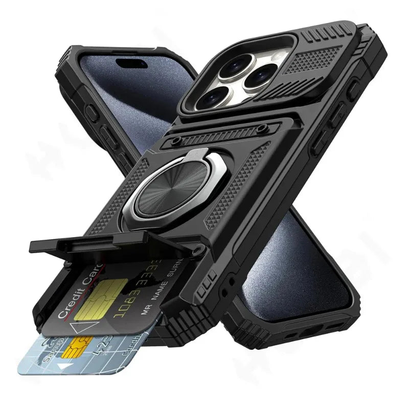 Shockproof Wallet Phone Case with Hidden Flip Card