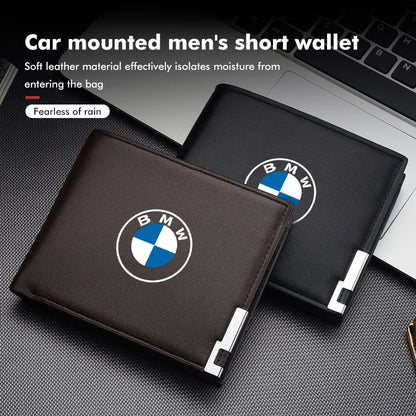 Billetera de cuero corta para hombres de BMW 