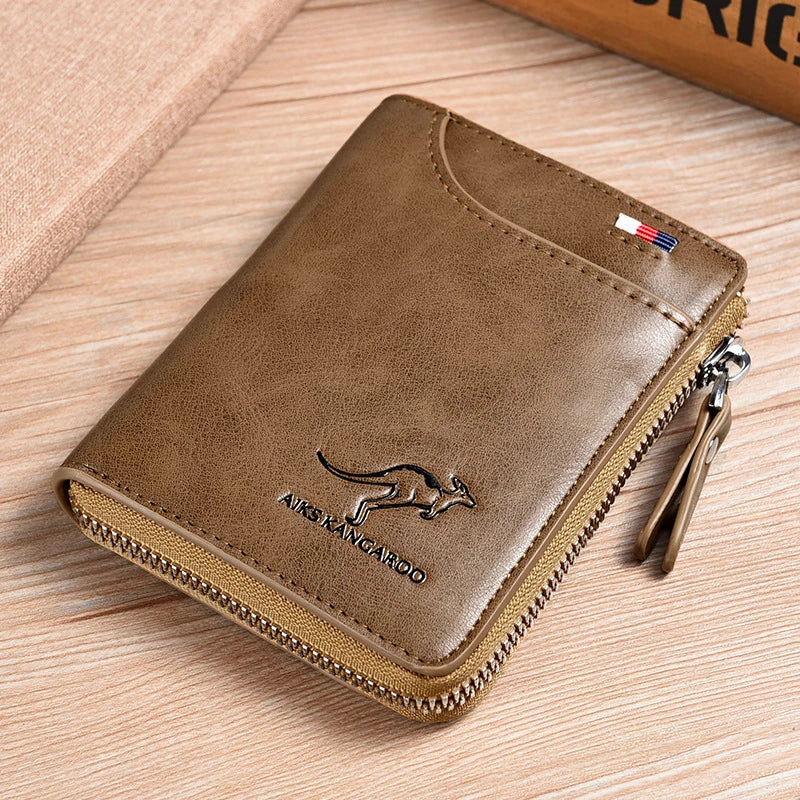 Kangaroo Leather Zipper Wallet