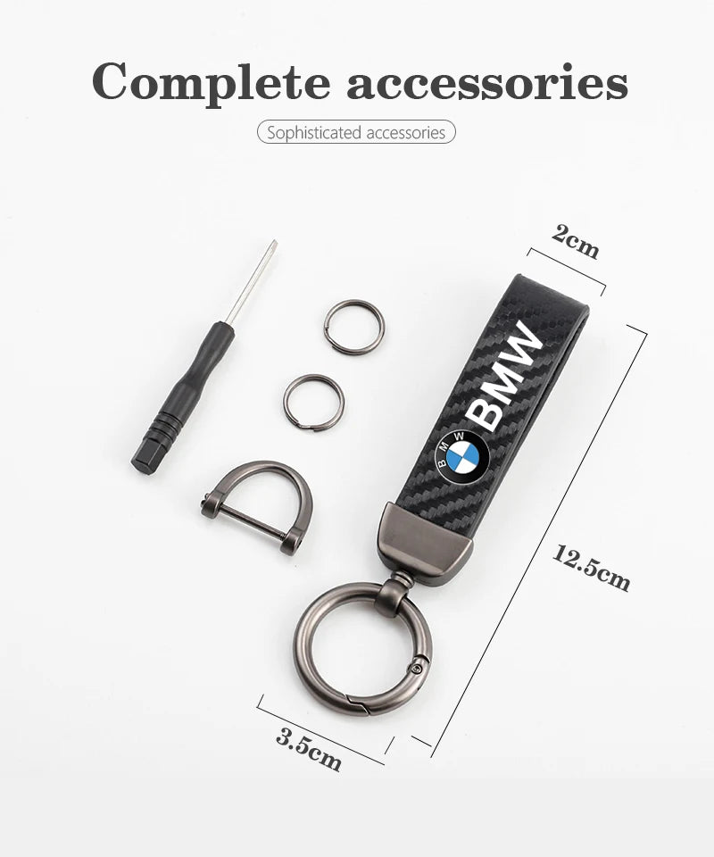 BMW Carbon Fiber Leather Keychain 