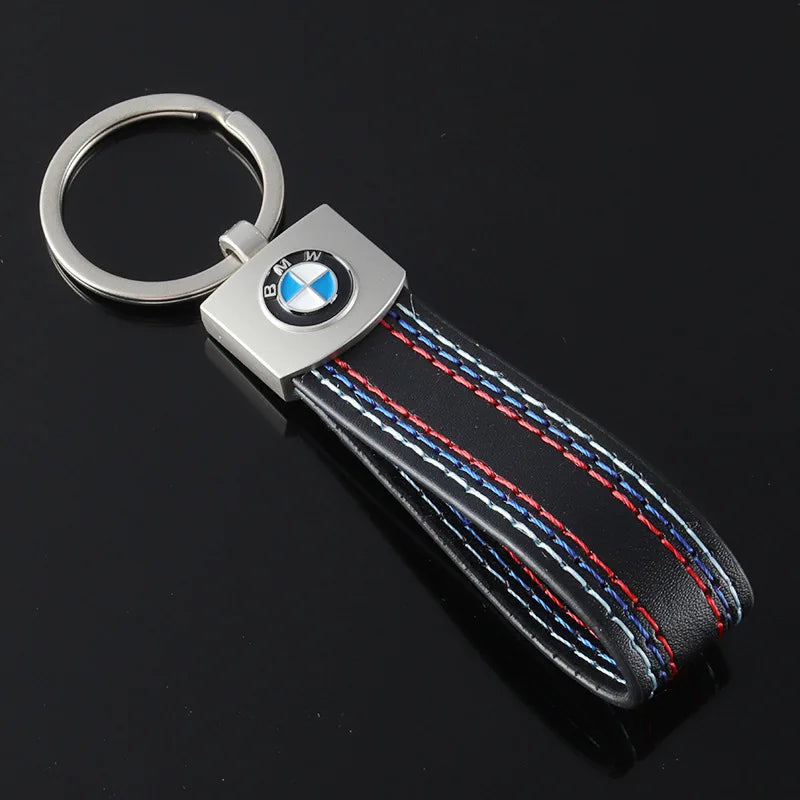 BMW Leather Metal Keychain 