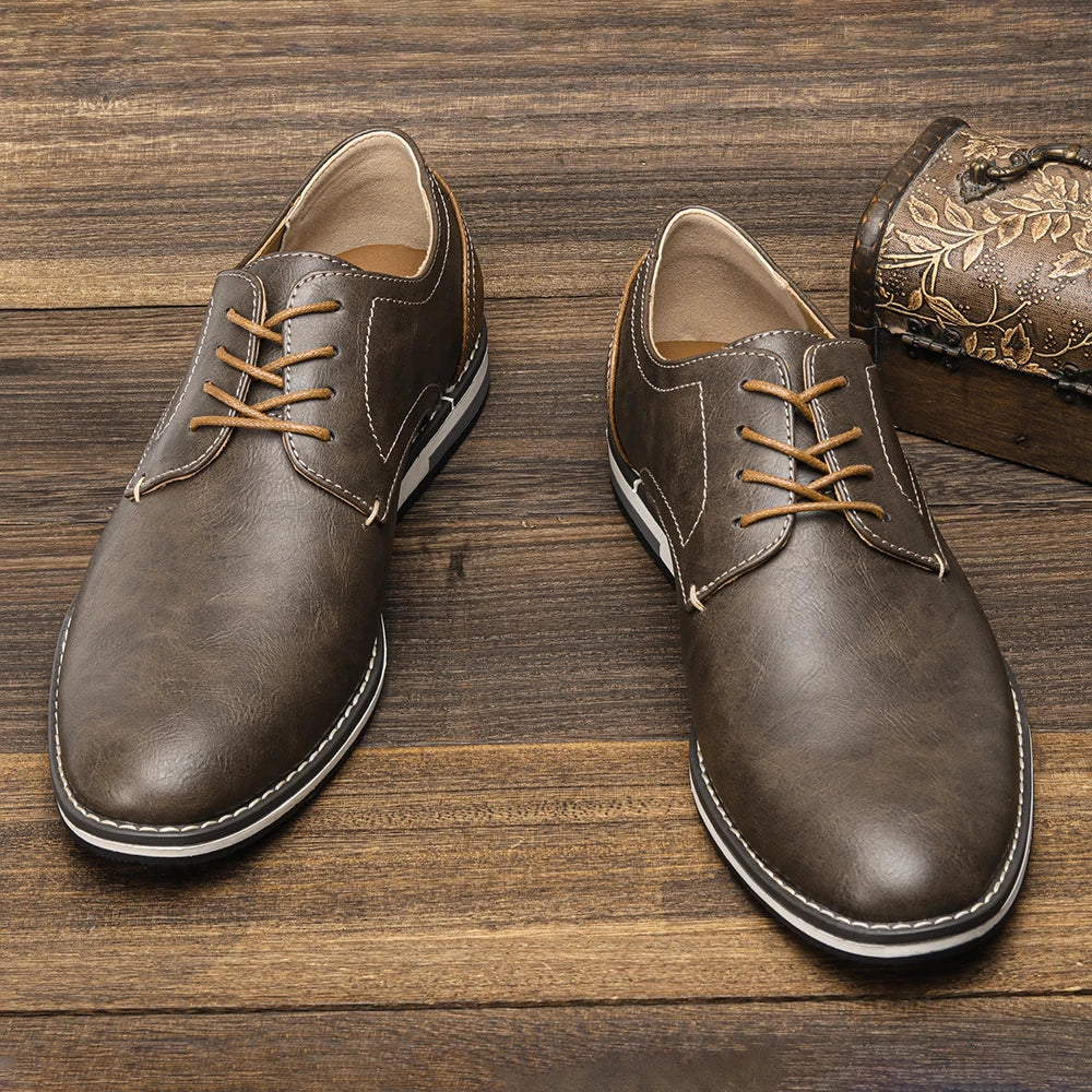 Zapatos Oxford de cuero casual de cuero para hombres