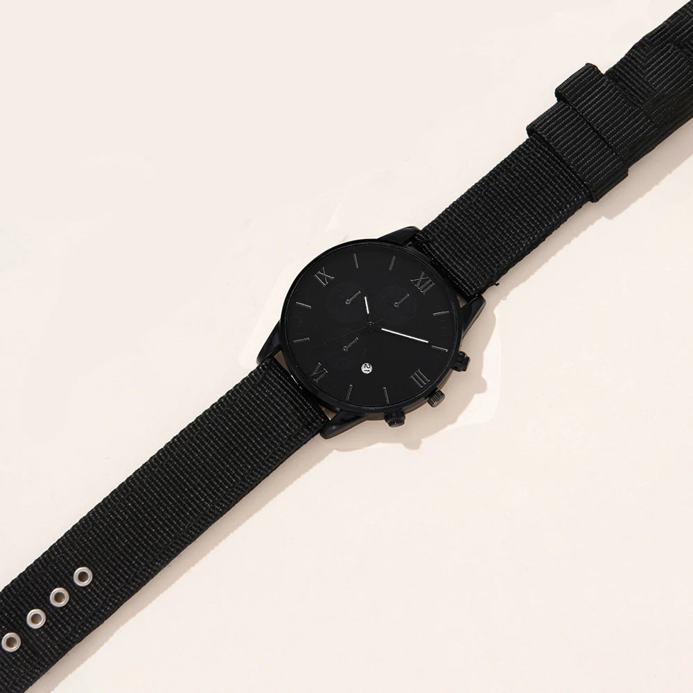 Schwarze Männeruhr mit Armband -Set