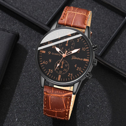 Brown Men's Watch 3PCS/Set