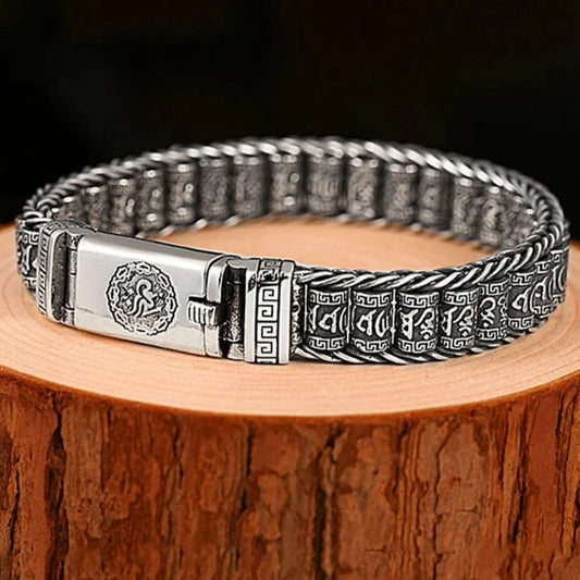 Brazalete de acero inoxidable grabado para hombres 