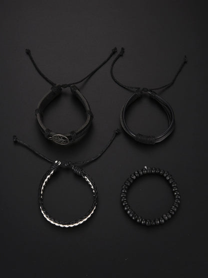 Conjunto de pulseiras de relógio preto 5pcs masculinas