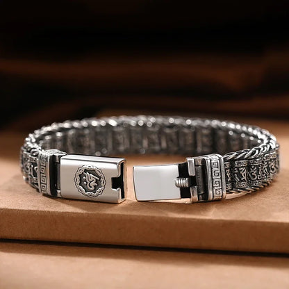 Men’s Engraved Stainless Steel Bracelet 