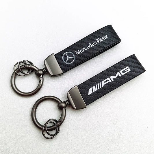 Mercedes Carbon Fiber Leather Keychain